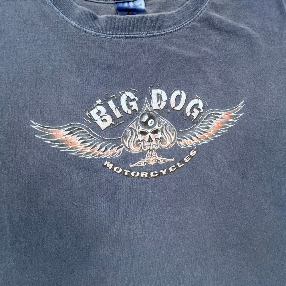 Big Dog Motorcycles T-Shirt Mens XXL Blue Skull 8-Ball Greensboro NC Biker Tee - Picture 14 of 14